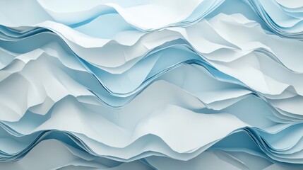 Fototapeta premium Abstract Blue Paper Waves 3D Rendered Background Texture
