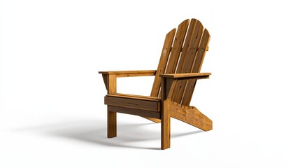 Classic wooden adirondack chair on white background