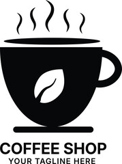 Black Coffee Cup Icon With White Background