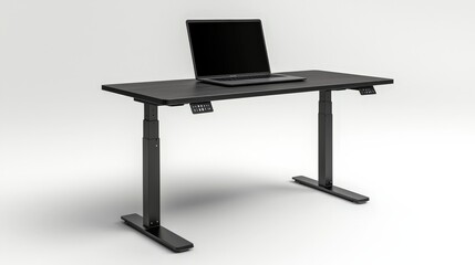 Modern adjustable standing desk with laptop for ergonomic workspace