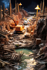 generated illustration of miniature representation of a road construction