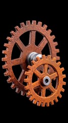 Rusty Gears Mechanism Interlocking Cogwheels Clockwork Industrial Teamwork Engineering Machinery