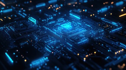 Obraz premium Glowing Circuit Board: Abstract Digital Technology