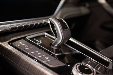 Macro shot of a car gear lever an essential auto part