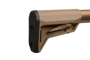 Semi-automatic .308 caliber carbine with a modern tactical design, featuring a bronze-colored...