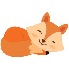 Cute vector cartoon style illustration of sleeping fox
