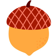 Acorn or oak nut seed flat vector illustration 