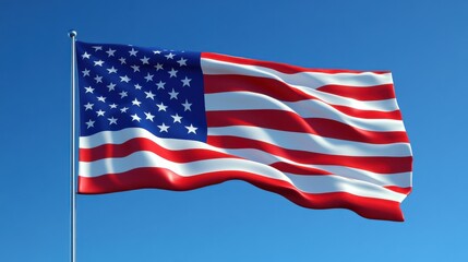 Silhouette of person with American flag at sunset on cliff