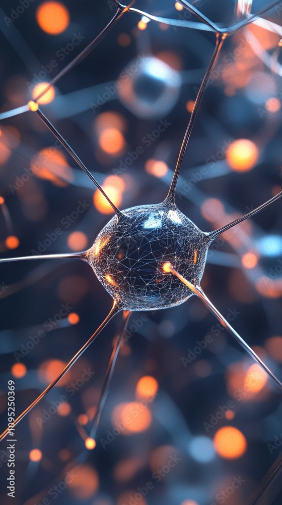 Aufkleber Neuron transmitting signals in a complex neural network