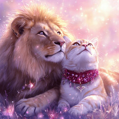 cat and lion