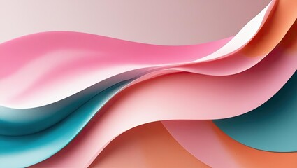 Colorful Abstract Artwork with Waves and Soft Hues