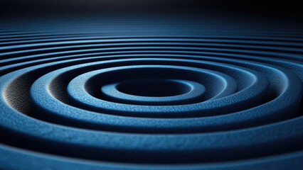 Abstract Close-Up of Blue Circular Ripples in a Smooth Texture