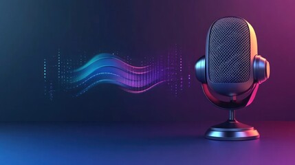 Microphones in Neon Lights: Cyberpunk-Style Digital Art