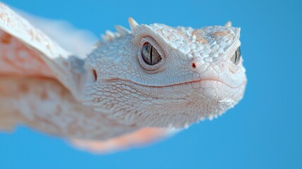 Fototapeta premium Majestic White Dragon Lizard Closeup Exotic Reptile Portrait