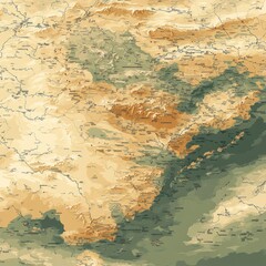 Stylized Map Depicting Balkan Peninsula Topography and Locations