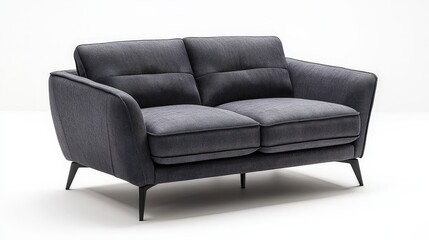 Fototapeta premium Modern minimalist dark gray sofa on white background