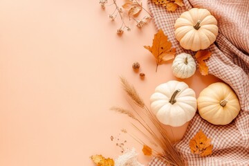 Autumnal Flatlay Pumpkins, Leaves and Knit Texture, fall decor, autumn aesthetic