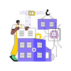 AI-Designed Prefabricated Structures abstract concept vector illustration.