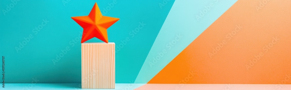 Poster bright and colorful arrangement of geometric shapes showcasing creativity and design elements