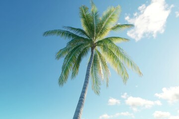 Obraz premium Tropical Palm Tree Against a Clear Blue Sky