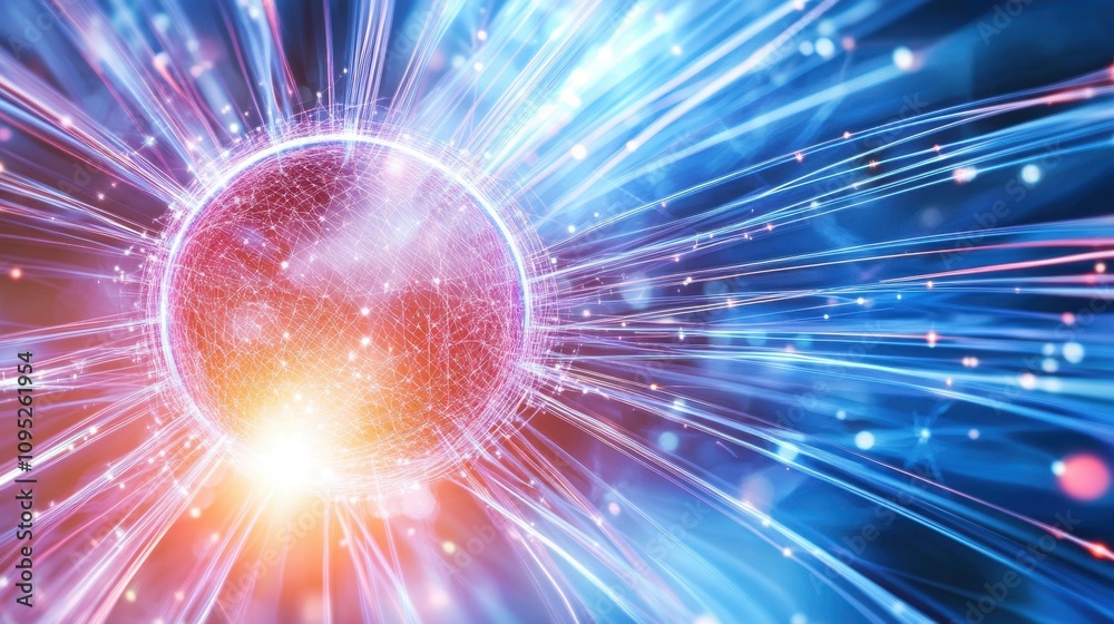 Poster Glowing Data Cables Illuminate the Digital Realm in Sharp Focus
