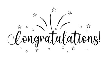 Hand drawn congratulations lettering vector illustration.