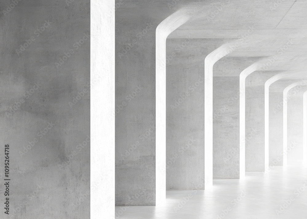 Poster exploring the harmony of minimalism in a serene architectural space