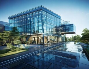 Obraz premium Exterior of a contemporary office building with a clean and sleek appearance