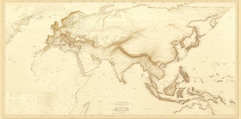 An Antique Map Depicting Eurasia And Its Topography