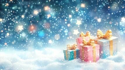 Magic Christmas gift background with copy space