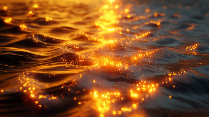 A breathtaking golden hour sunset reflected on the calm ocean waters. Perfect for travel and nature websites.