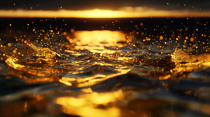 A breathtaking golden hour sunset reflected on the calm ocean waters. Perfect for travel and nature websites.