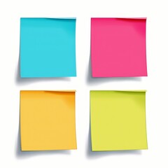 Set of four colorful  blank sticky post it notes isolated on white background, Generative AI
