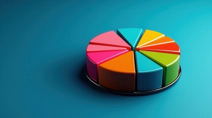 Fototapeta premium Digital pie chart showing the distribution of sectors in a growth equity fund, diversified strategy, financial clarity