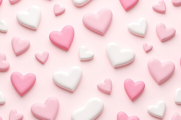 Fototapeta premium A seamless pattern of smooth pastel shapes resembling pebbles and hearts, creating a soft, romantic, and abstract background