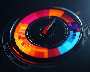 Digital wheel showing the balance between growth sectors in an equity fund, visual strategy, financial planning