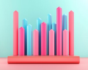 Fototapeta premium 3D graph showing sector performance in a growthfocused equity fund, diversified portfolio, financial analysis
