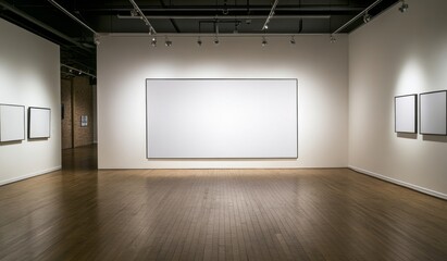 A large white wall frame in an art gallery 