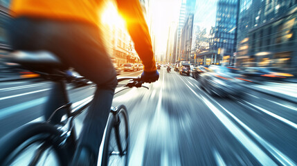 Fast Urban Cycling City Commuter Biking Rush Hour Traffic