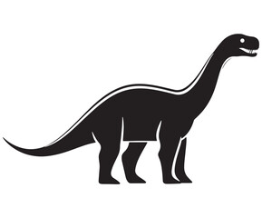 Fototapeta premium Barosaurus Silhouette on White Background, Minimalist Barosaurus Dinosaur Silhouette, Barosaurus Silhouette Sticker Set, Barosaurus Silhouette Logo Design.