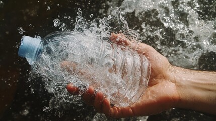 Fototapeta premium plastic bottle bending by hand