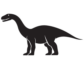 Fototapeta premium Barosaurus Silhouette on White Background, Minimalist Barosaurus Dinosaur Silhouette, Barosaurus Silhouette Sticker Set, Barosaurus Silhouette Logo Design.