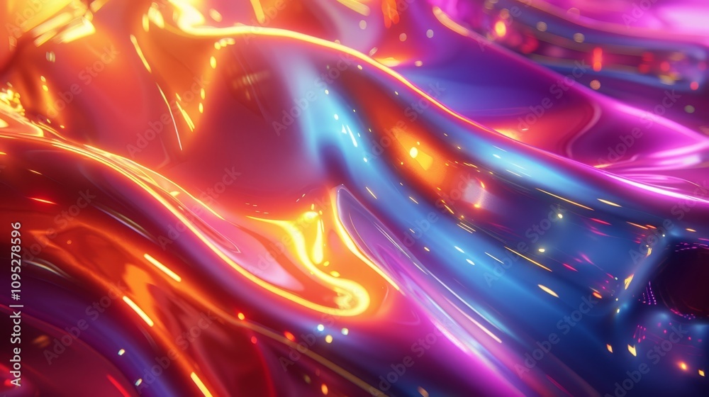 Poster vibrant abstract patterns create a lively visual texture with colorful waves and reflections