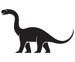 Barosaurus Silhouette on White Background, Minimalist Barosaurus Dinosaur Silhouette, Barosaurus Silhouette Sticker Set, Barosaurus Silhouette Logo Design.