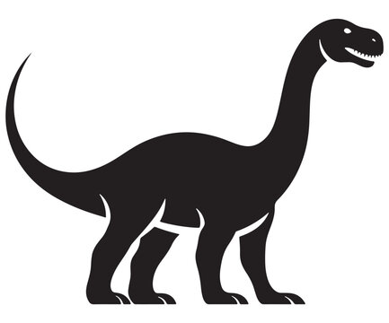 Barosaurus Silhouette on White Background, Minimalist Barosaurus Dinosaur Silhouette, Barosaurus Silhouette Sticker Set, Barosaurus Silhouette Logo Design.