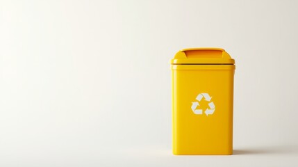 Green Trash bin with recycling symbol isolated on white background
