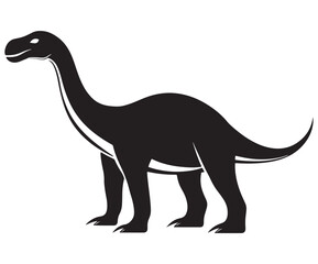 Fototapeta premium Barosaurus Silhouette on White Background, Minimalist Barosaurus Dinosaur Silhouette, Barosaurus Silhouette Sticker Set, Barosaurus Silhouette Logo Design.