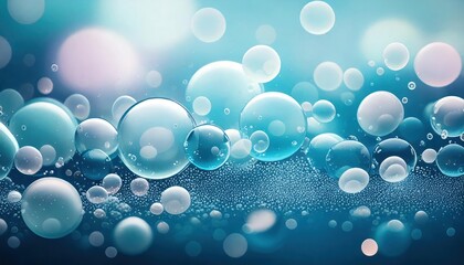  blue soapy abstract background with bubbles floating 