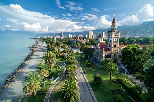 Aerial view of Batumi, Georgia. Batumi is the capital of Georgia.