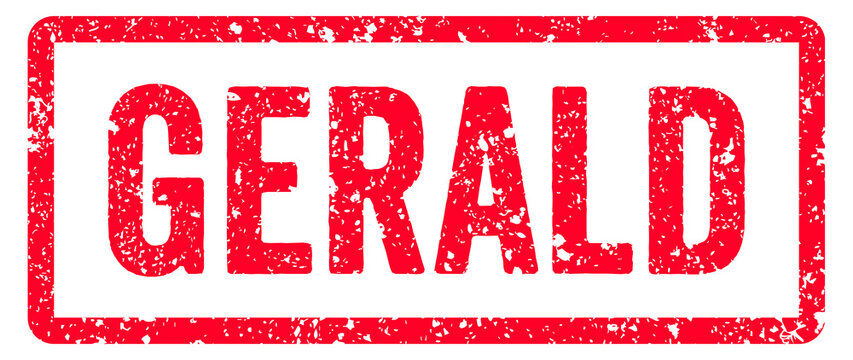 Gerald Stamp Transparent Seal, Red Grunge Gerald Word Rubber Stamp Seal Text Effect